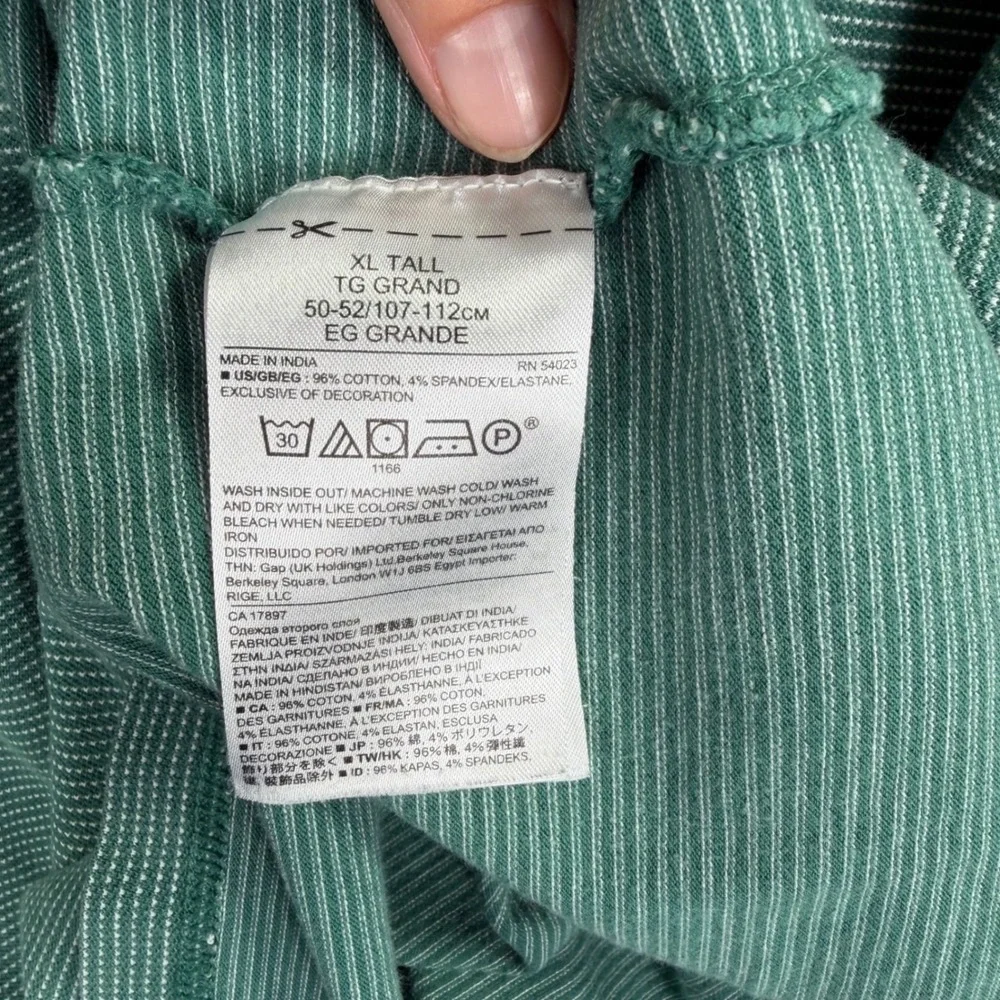 Banana Republic Polo Shirt Mens XL Tall Green Striped Elephant Logo Stretch Golf